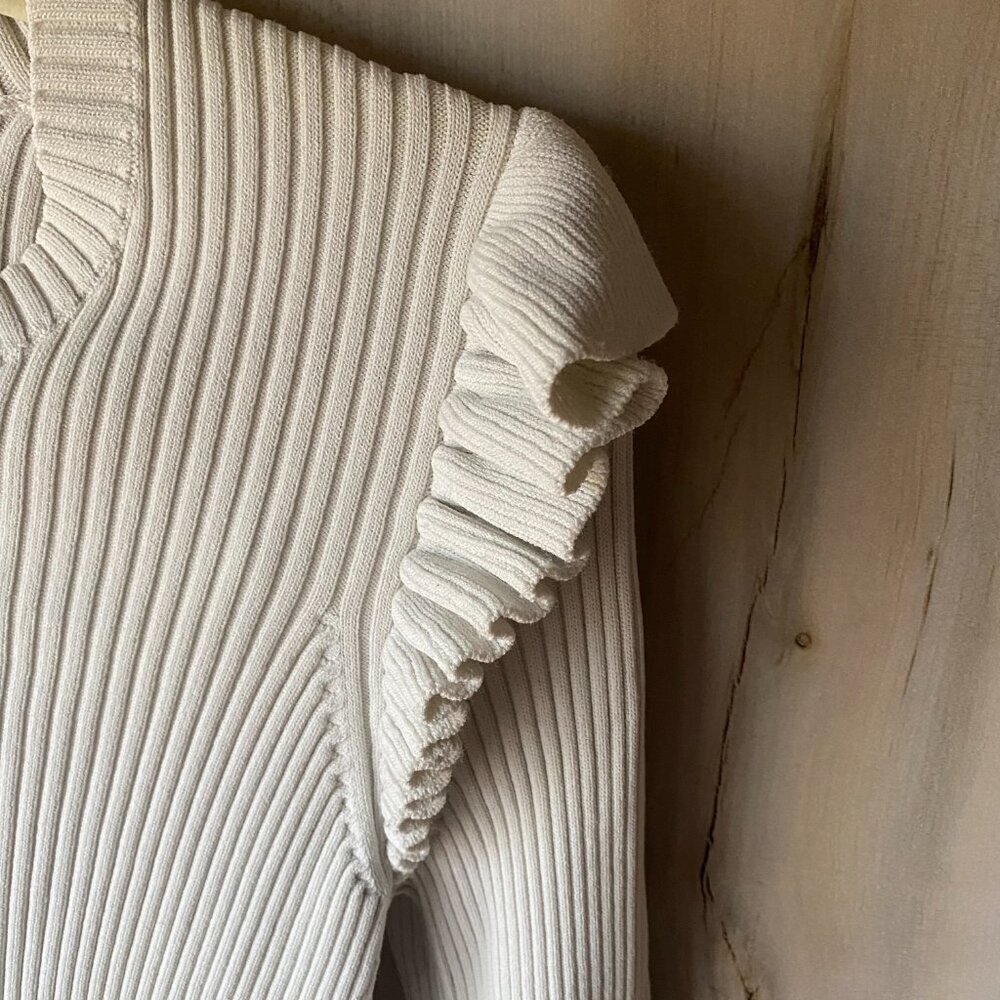 Cinq à Sept Cream Ribbed Sweater - Picture 5 of 10